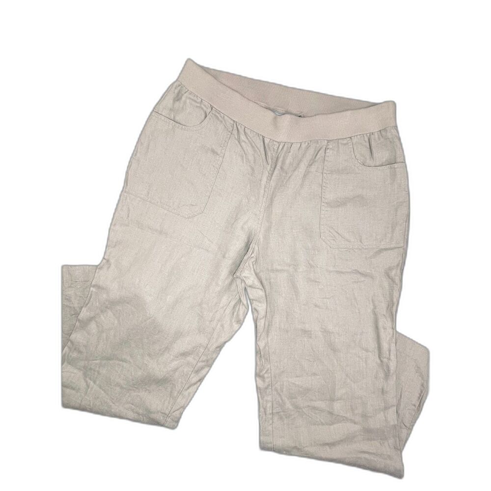 INC 100% Linen Taupe Size 18 Pull On Wide Leg Pants Plus Size Sustainable Resort